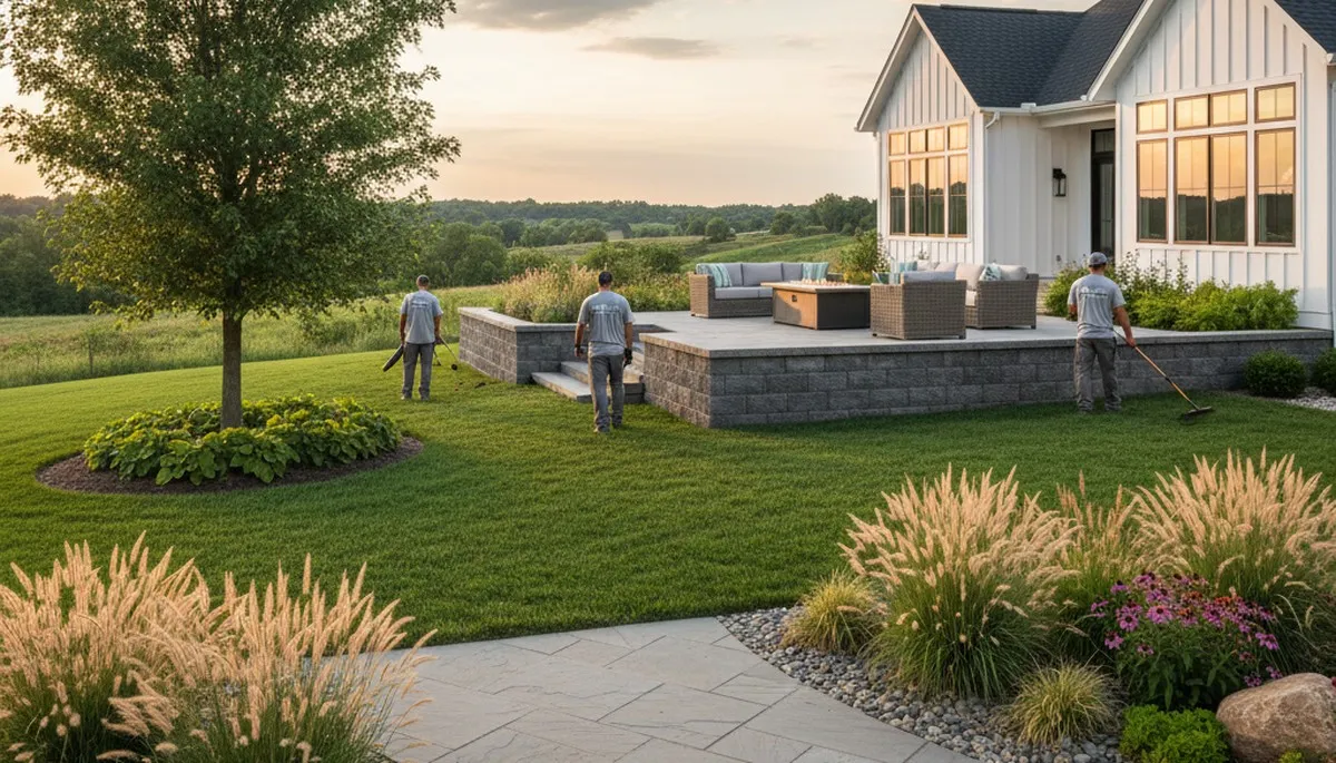 Des Moines, IA landscaping team providing professional lawn care and yard maintenance services