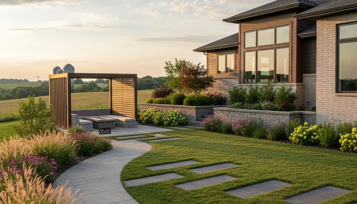 Des Moines, IA landscaping service team maintaining a healthy, professionally trimmed lawn